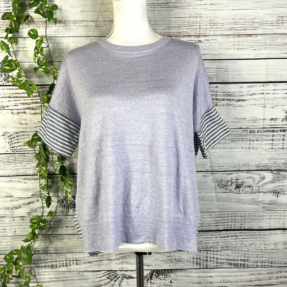 J Crew Sweater Shirt size XXS Purple Lilac Wool Lilac Striped College School
